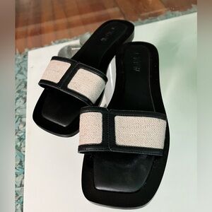 J.Crew Women’s Flat Loafer Black & Canvas Size 7